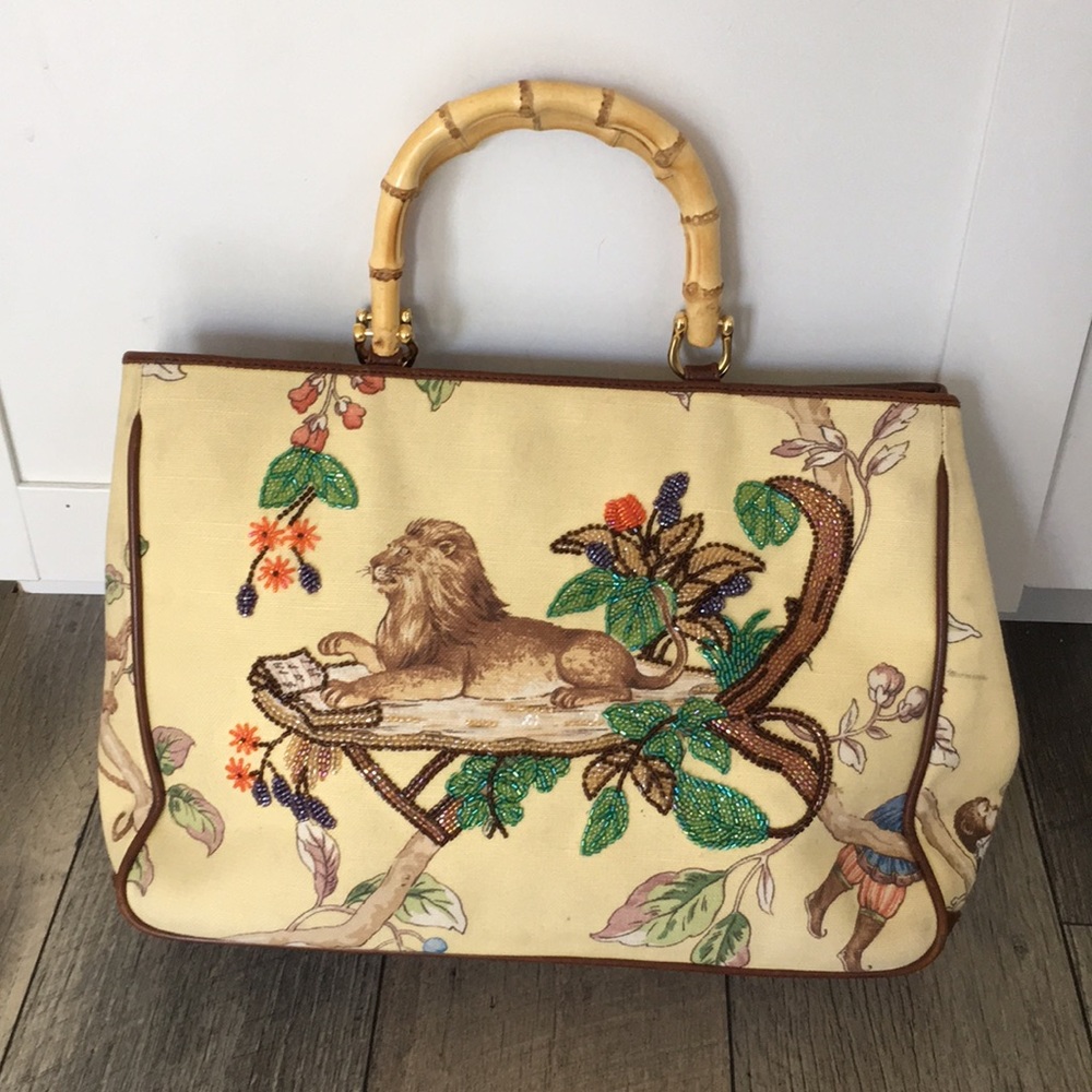Isabella Fiore RARE Lion beaded handbag